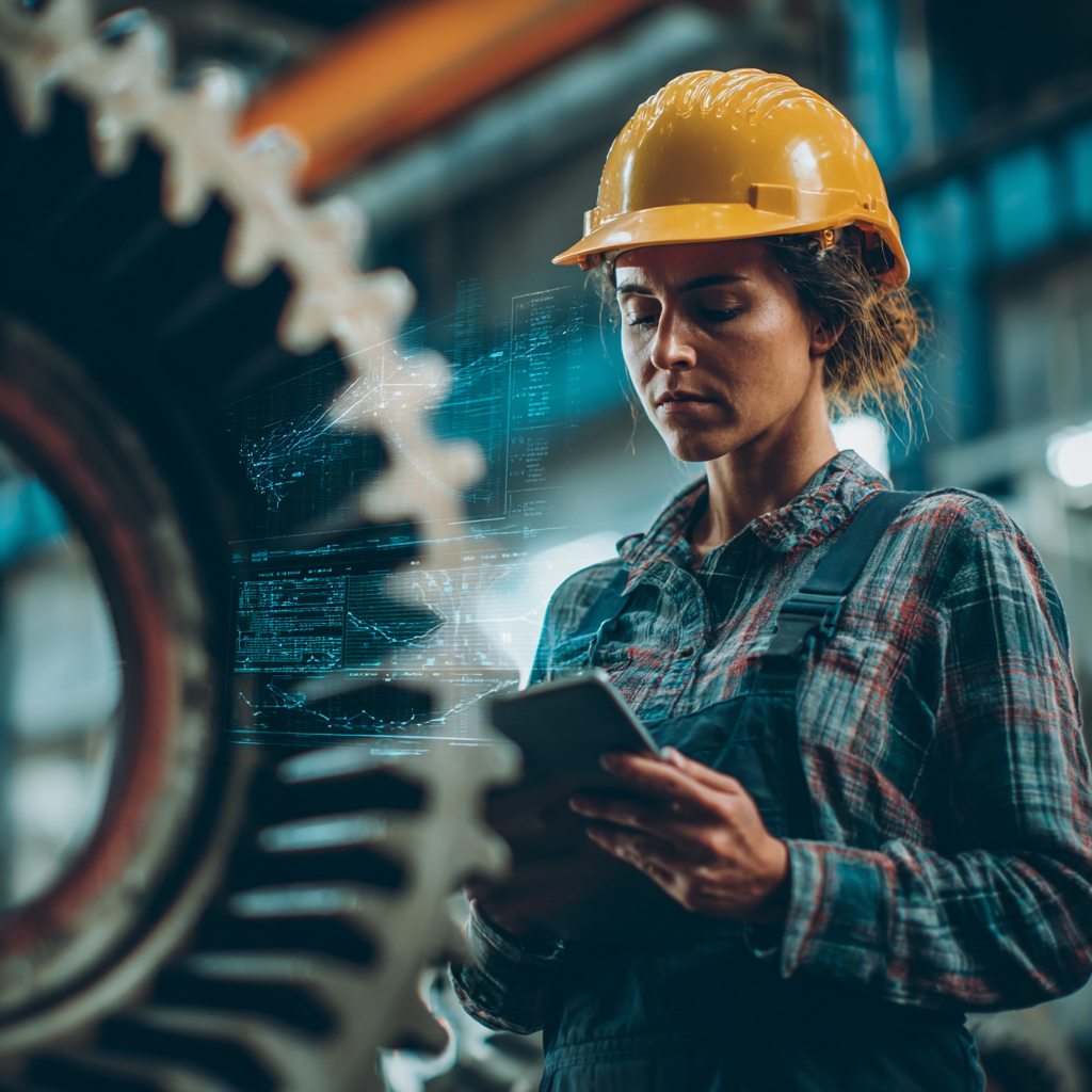 Mano en guante blanco sosteniendo una pieza